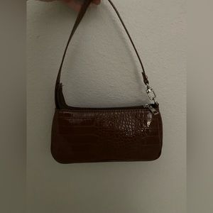 Brown Crocodile Shoulder Bag